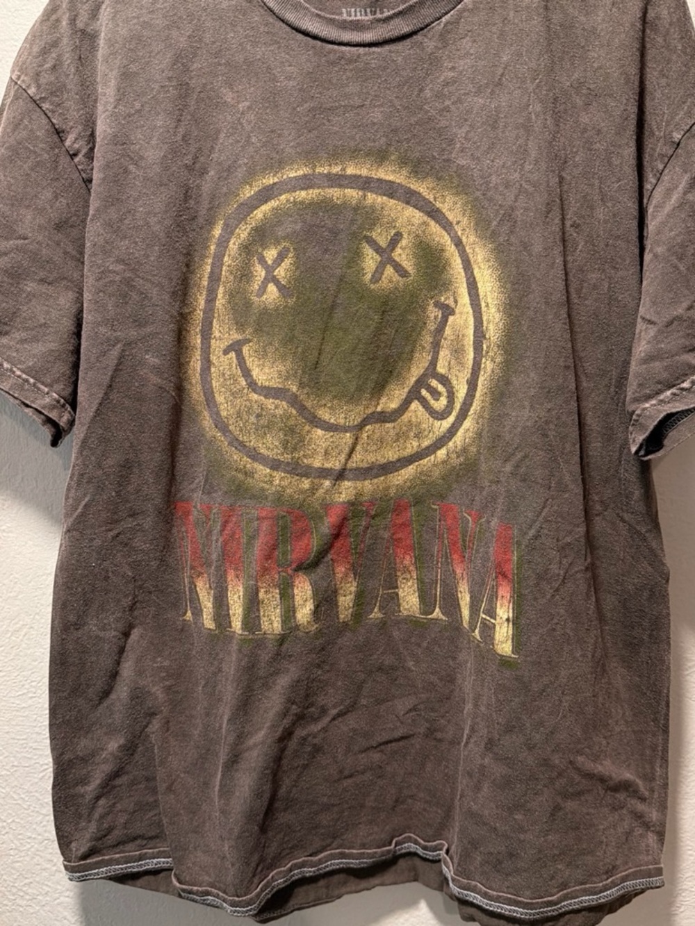 NIRVANA Yellow & Red Smiley Band Art Print